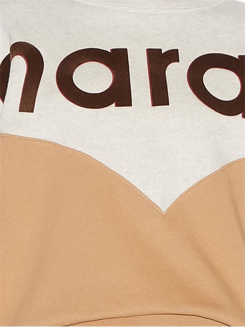 Ecru/camel brown cotton sweatshirt MARANT ETOILE | SW0006FAA1M08EECCA